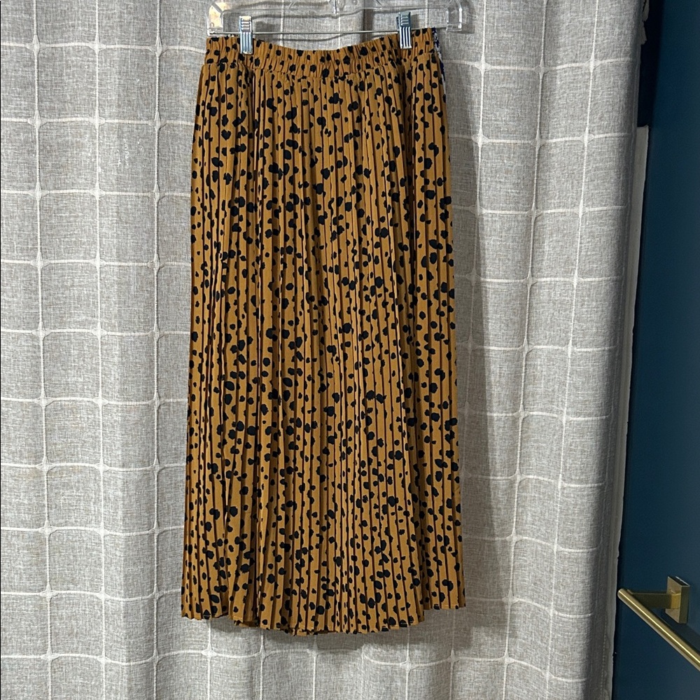 Animal Print Brown and Black Maxi Skirt with Pleats